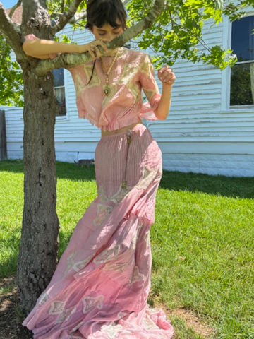 "the Picnic at Hanging Rock Dress" Belle Epoque Bodice and Skirt Unusual Palest of Pink