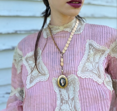 Rare Victorian Gold Filled Hand Painted Portrait Necklace Locket 1890’s Divine Unusual