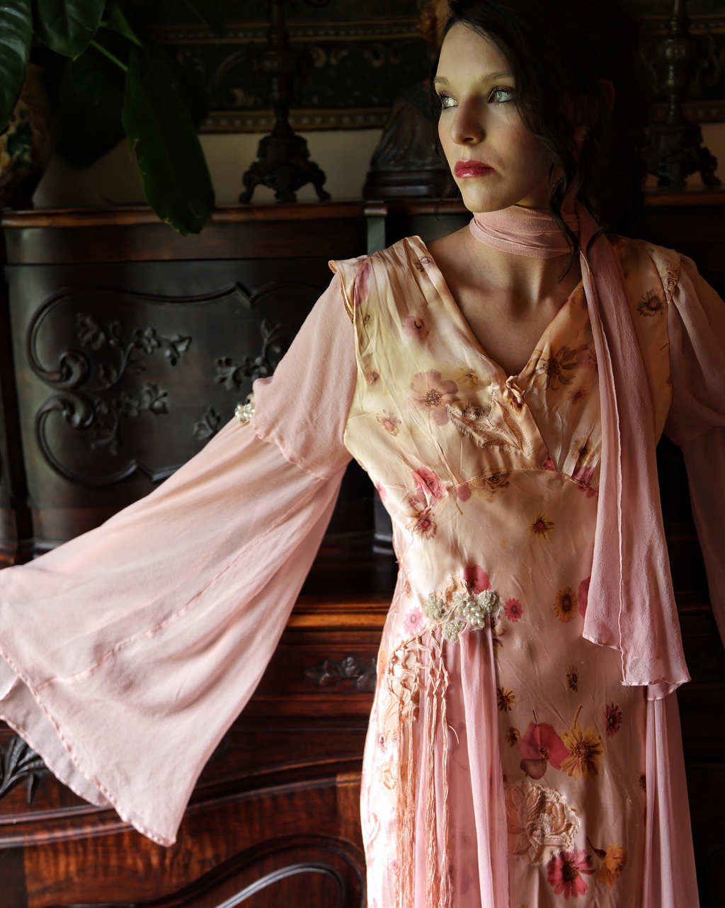 Buy at Feathers Austin Rhapsody in Pink Boudoir Queen Floral Slip Dress