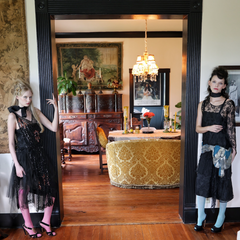 1920's Black Lace Drop Waist Gown with Large Lamé sash Gorgeously Divine!