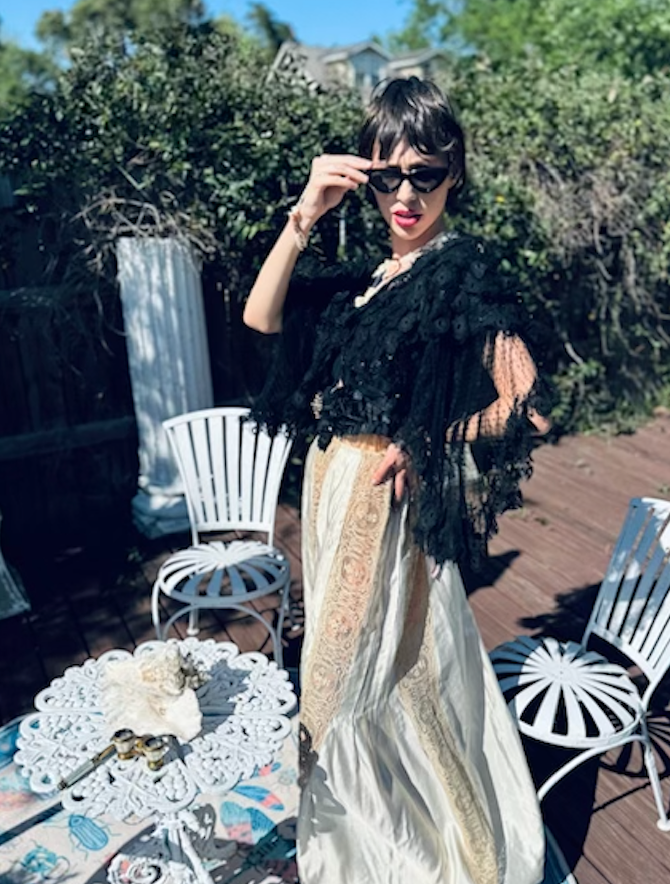 Stevie Nicks Style Bat-winged Authentic 1890 Bell Sleeve Bodice Tenerife Style Cutwork Needle Lace