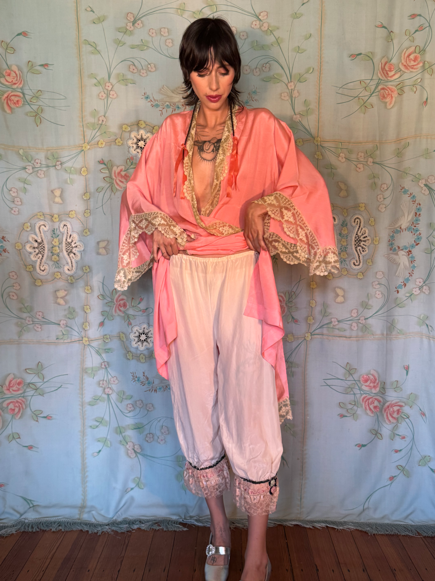 PRE-SOLD Boudoir Queen Rosette Bloomers Silk and 30's rosette Laces and BQ label