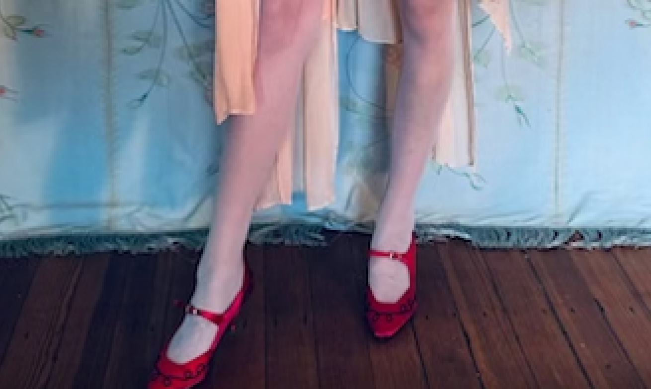 Authentic 1980s  Peter Fox Shoes Red Satin size 9B