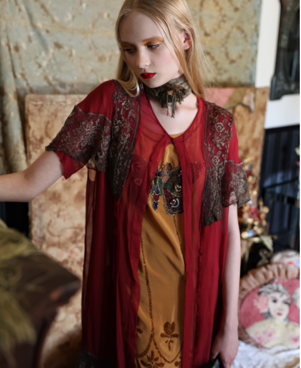 Authentic 1920's Arts and Crafts Beaded Tunic Dress