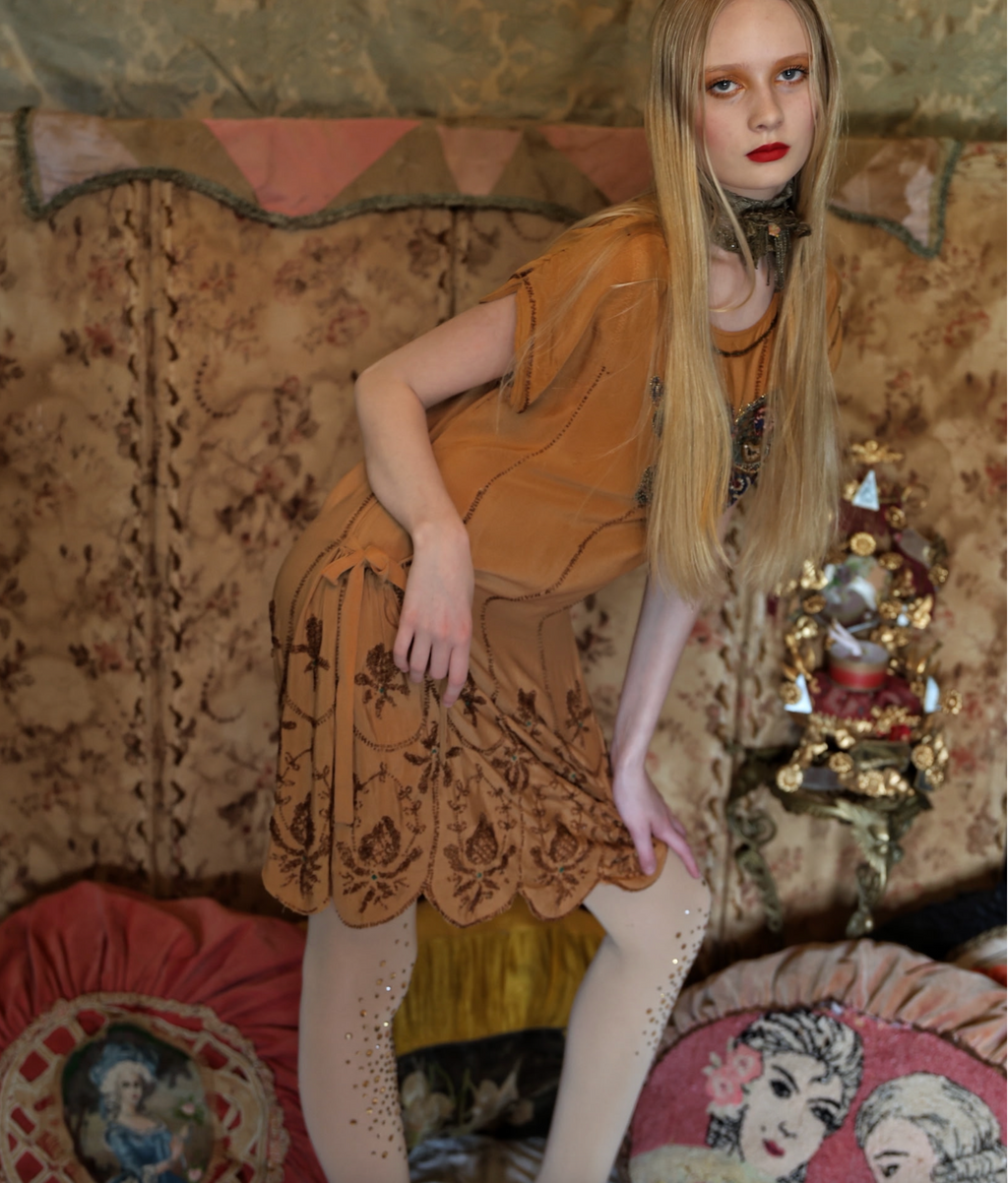 Authentic 1920's Arts and Crafts Beaded Tunic Dress