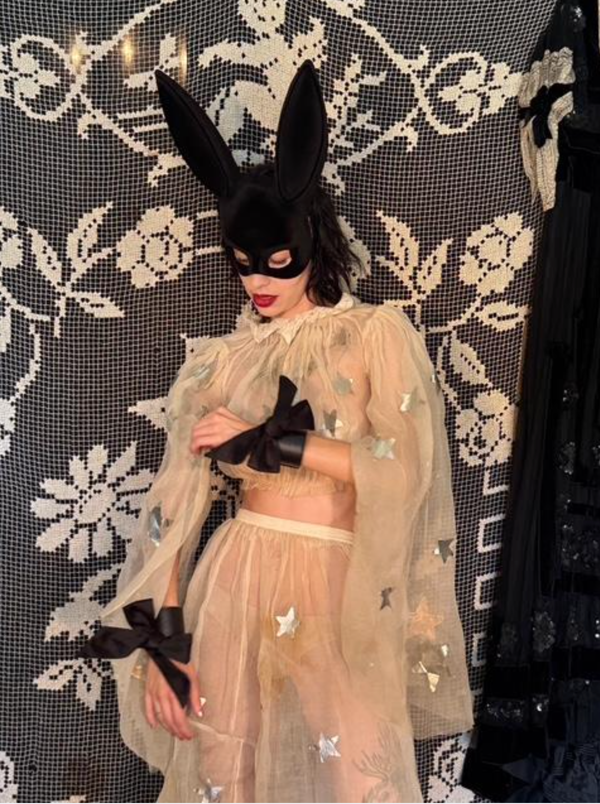 Fleur Du Mal Bow and Leather Cuff adjustable snaps 2 sizes