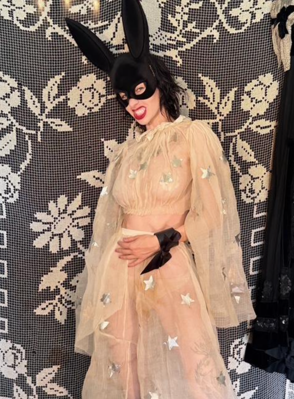 RESERVED 1930's Organdy Star 2 Piece costume large sleeves with splits! Unusual as found