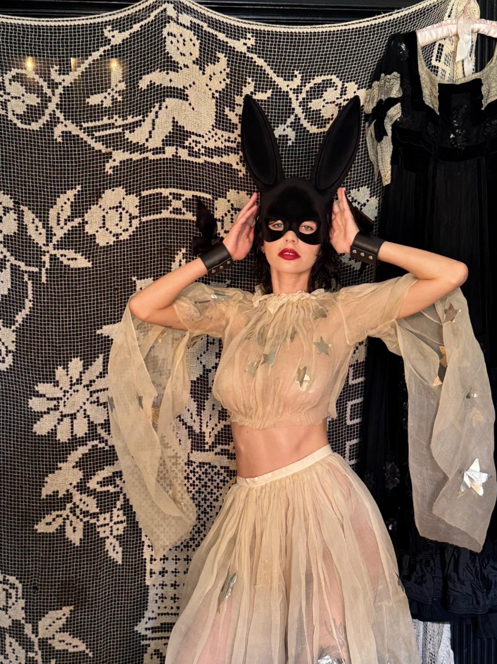 Fleur Du Mal Bow and Leather Cuff adjustable snaps 2 sizes