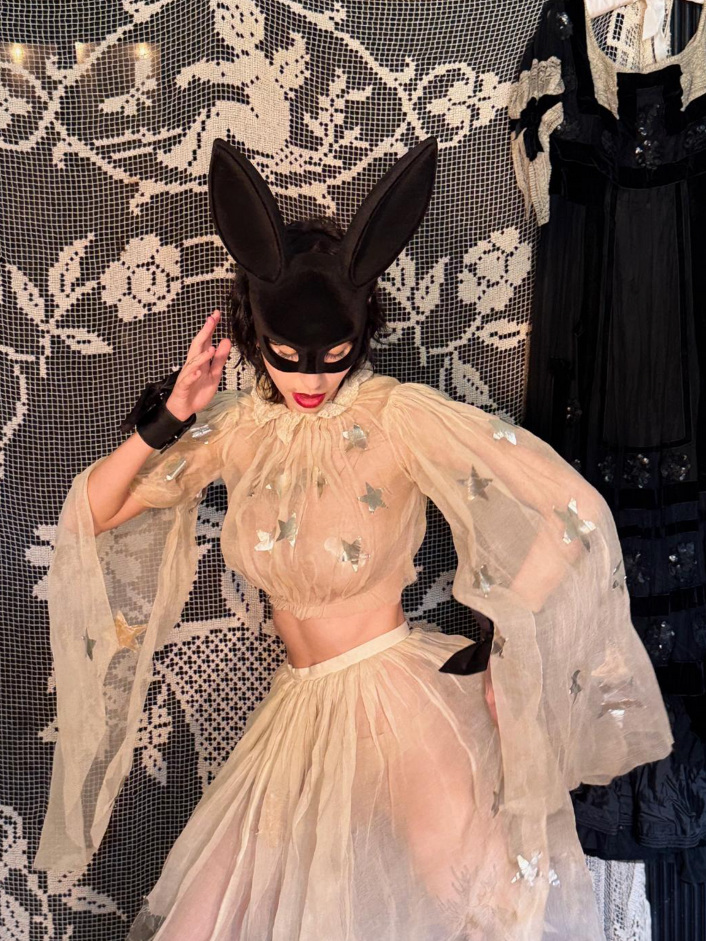 Fleur Du Mal Bow and Leather Cuff adjustable snaps 2 sizes