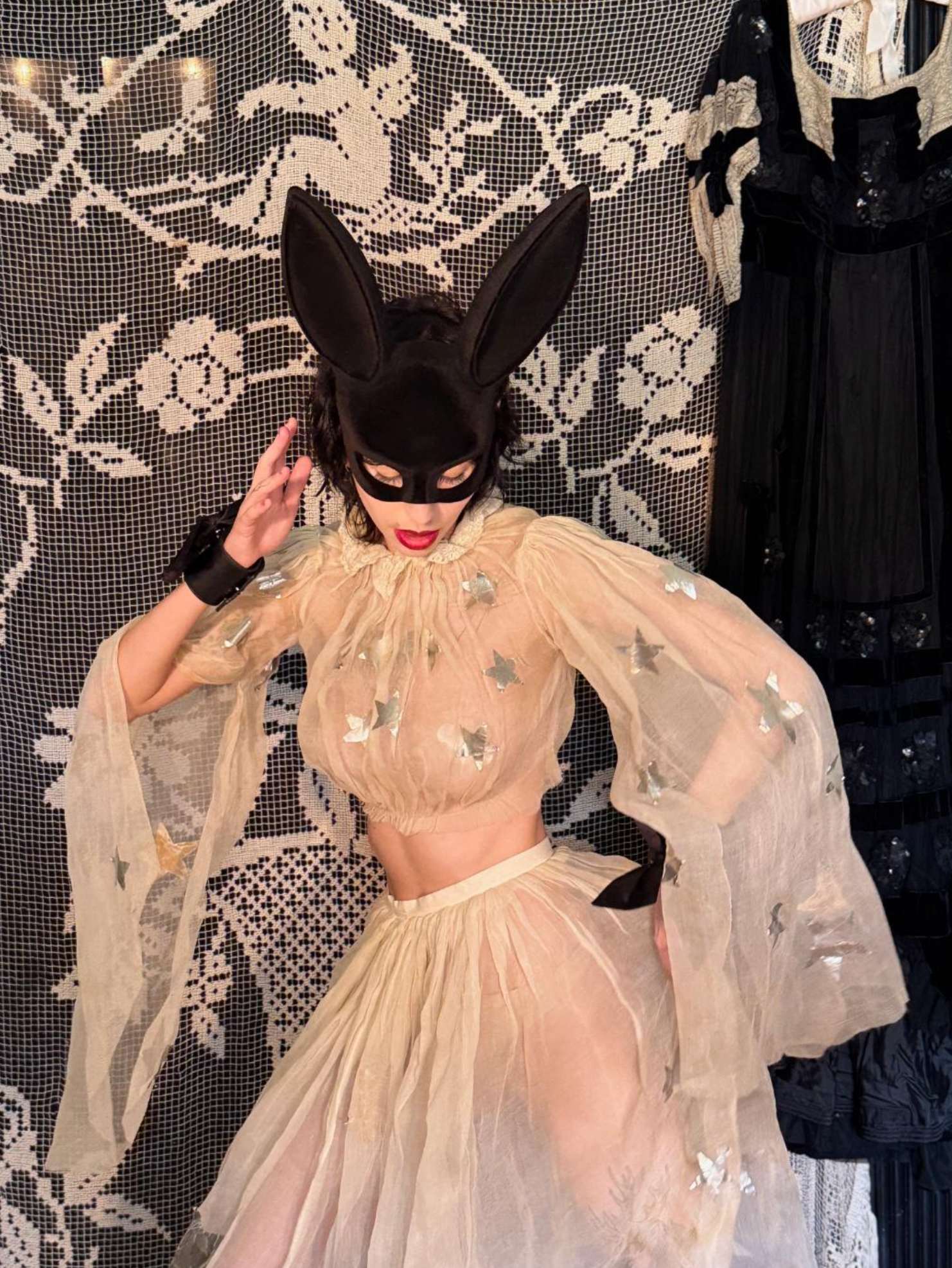 Fleur Du Mal Bow and Leather Cuff adjustable snaps 2 sizes