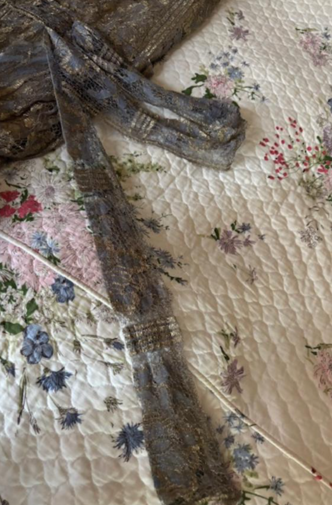 Authentic Late Edwardian 1920's Metallic lace ruffled Drop waist Gown Nice size