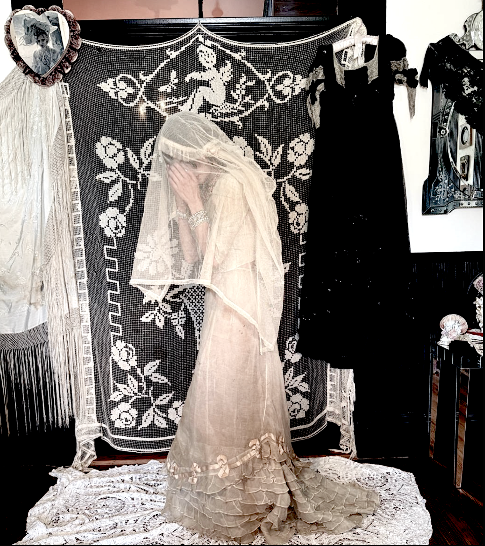 1920's Bridal Veil used in many Boudoir Queen Shoots