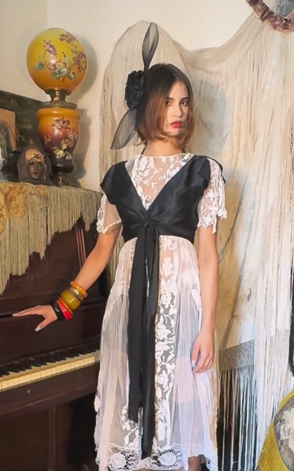 BEBE Y2K Bias cut wrap crop top with ties