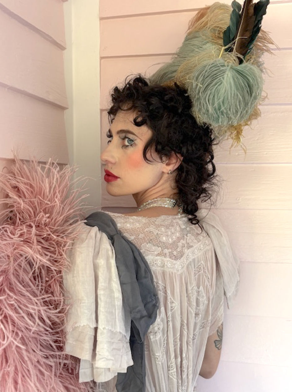 Authentic Ostrich Feather Pale Pink Boa with Original Ribbon Edwardian period