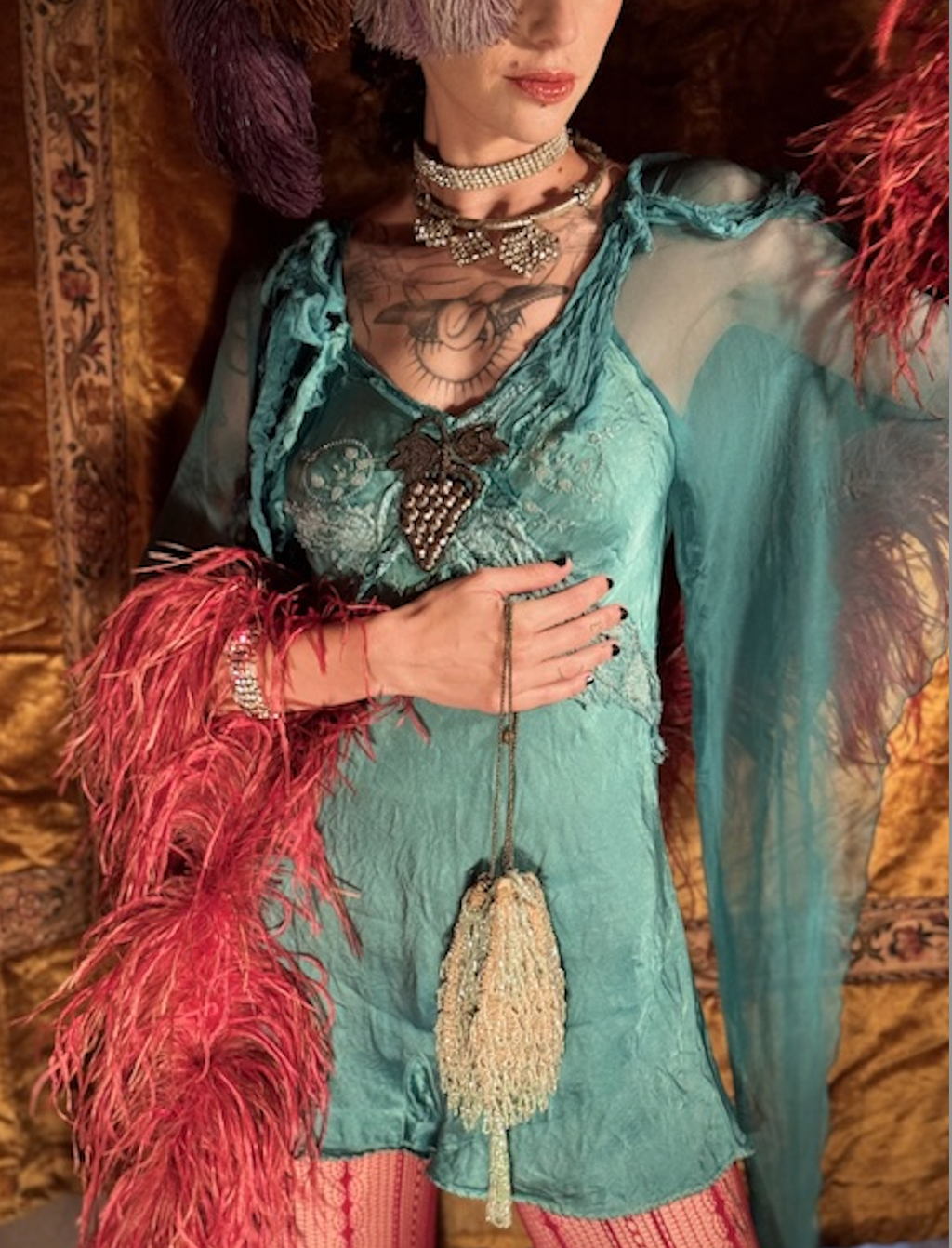 Antique Beaded Flapper Purse Beautiful Sea Foam Color