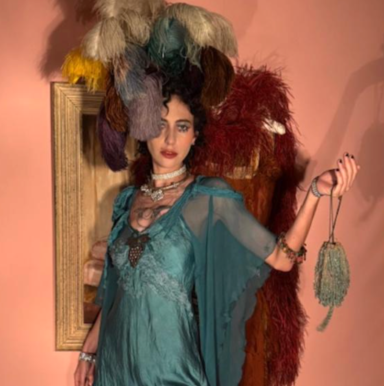 Antique Beaded Flapper Purse Beautiful Sea Foam Color