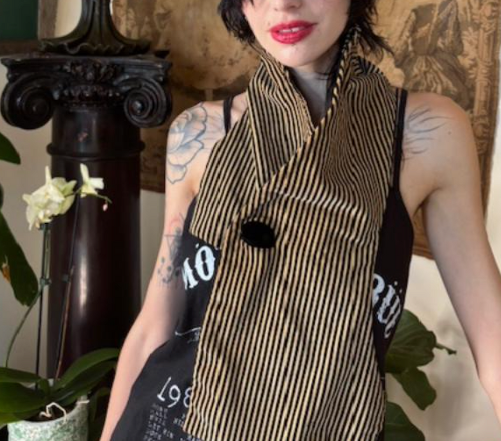 Velveteen Edwardian pinstriped muffler very unique!