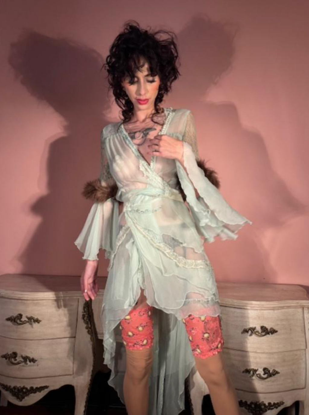 New Boudoir Queen "Gina_ Dress High Low Silk Chiffon One of a kind