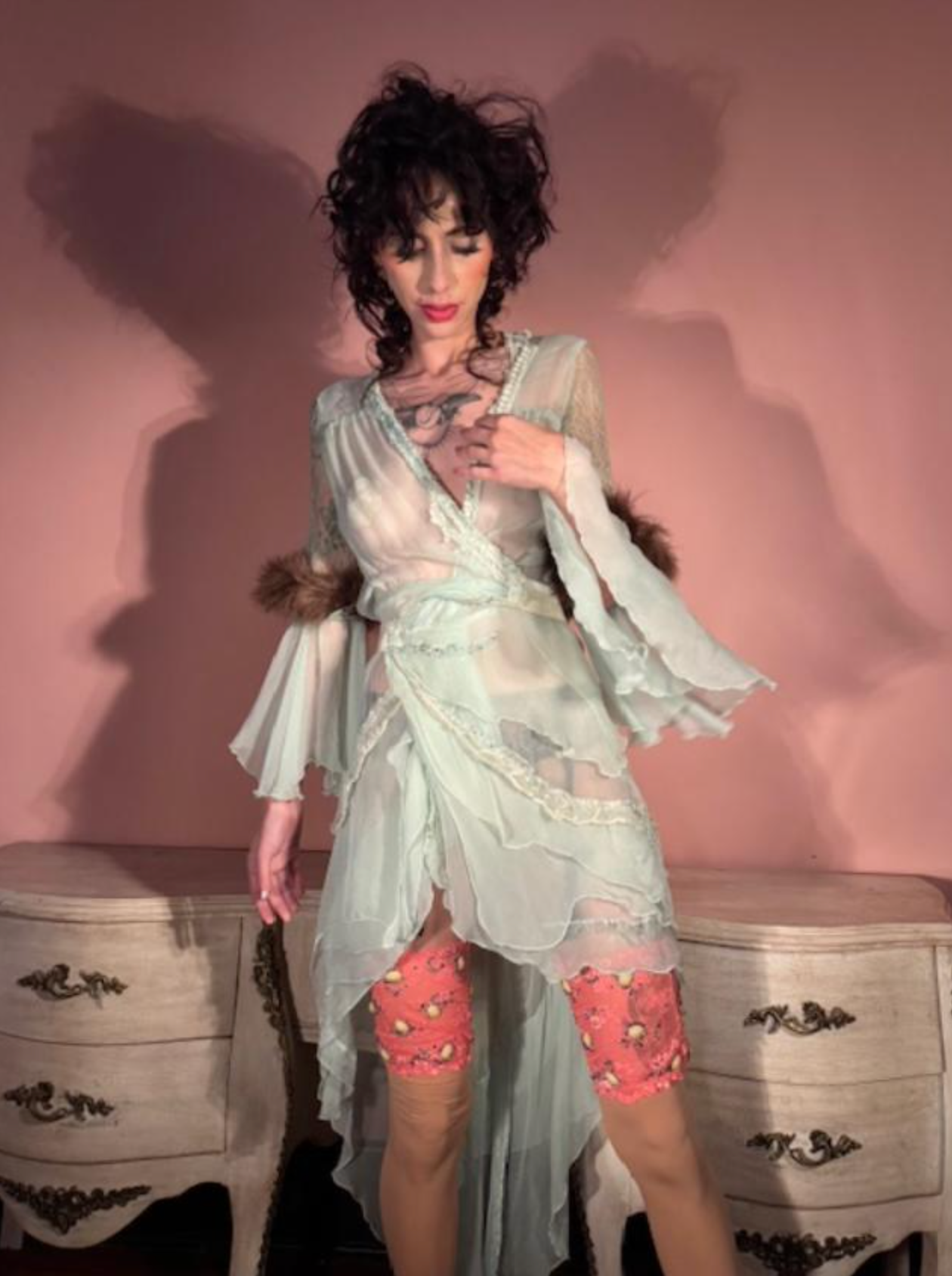 New Boudoir Queen "Gina_ Dress High Low Silk Chiffon One of a kind