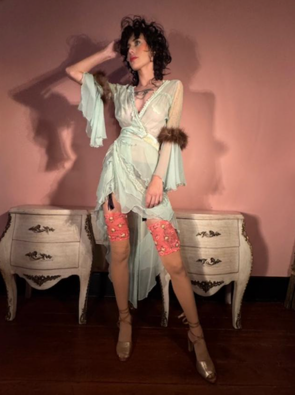 New Boudoir Queen "Gina_ Dress High Low Silk Chiffon One of a kind