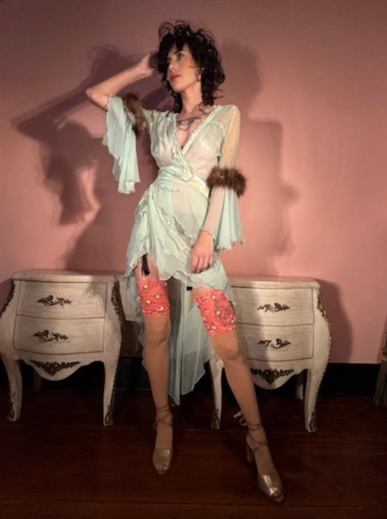 New Boudoir Queen "Gina_ Dress High Low Silk Chiffon One of a kind