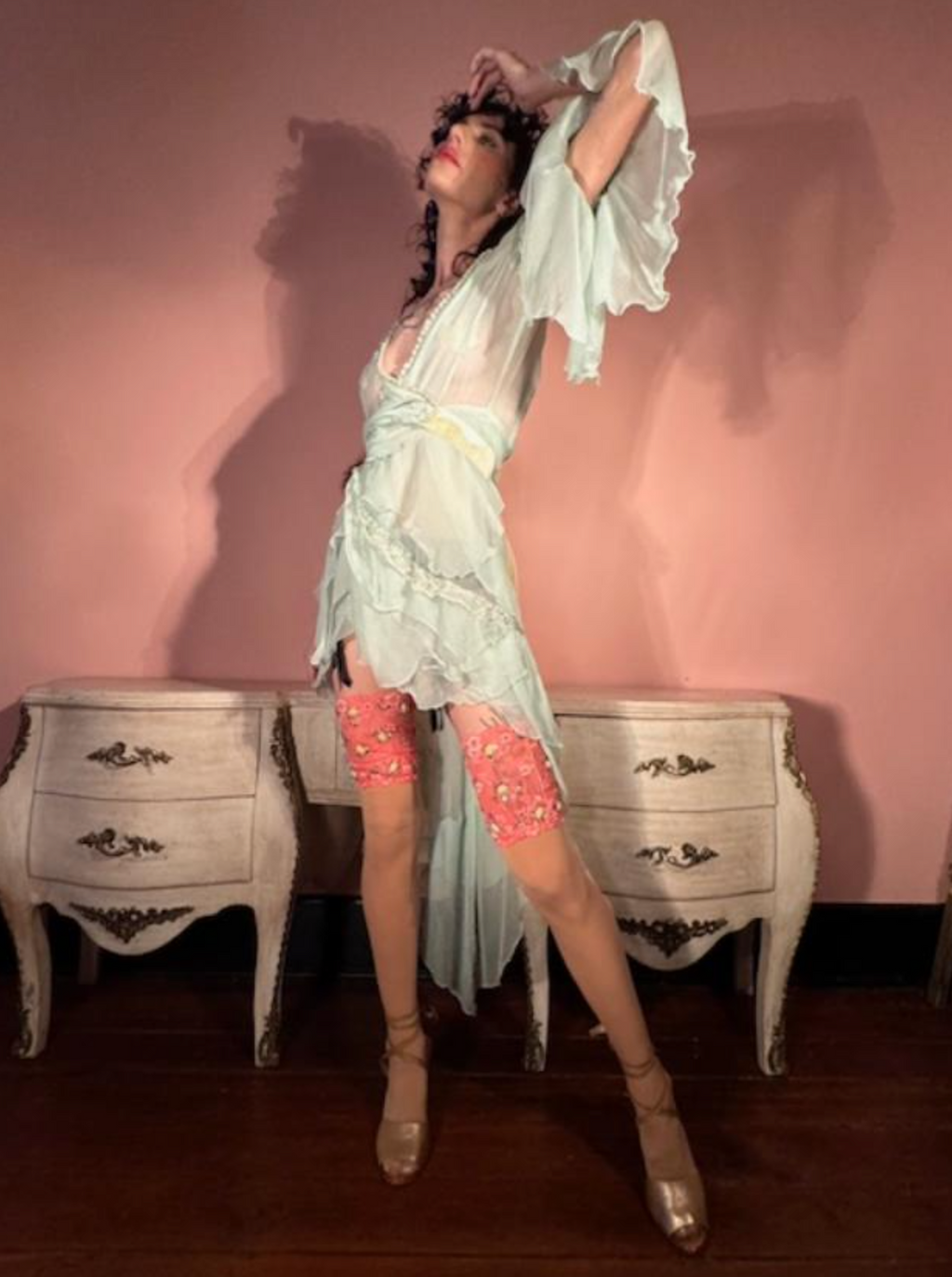 New Boudoir Queen "Gina_ Dress High Low Silk Chiffon One of a kind