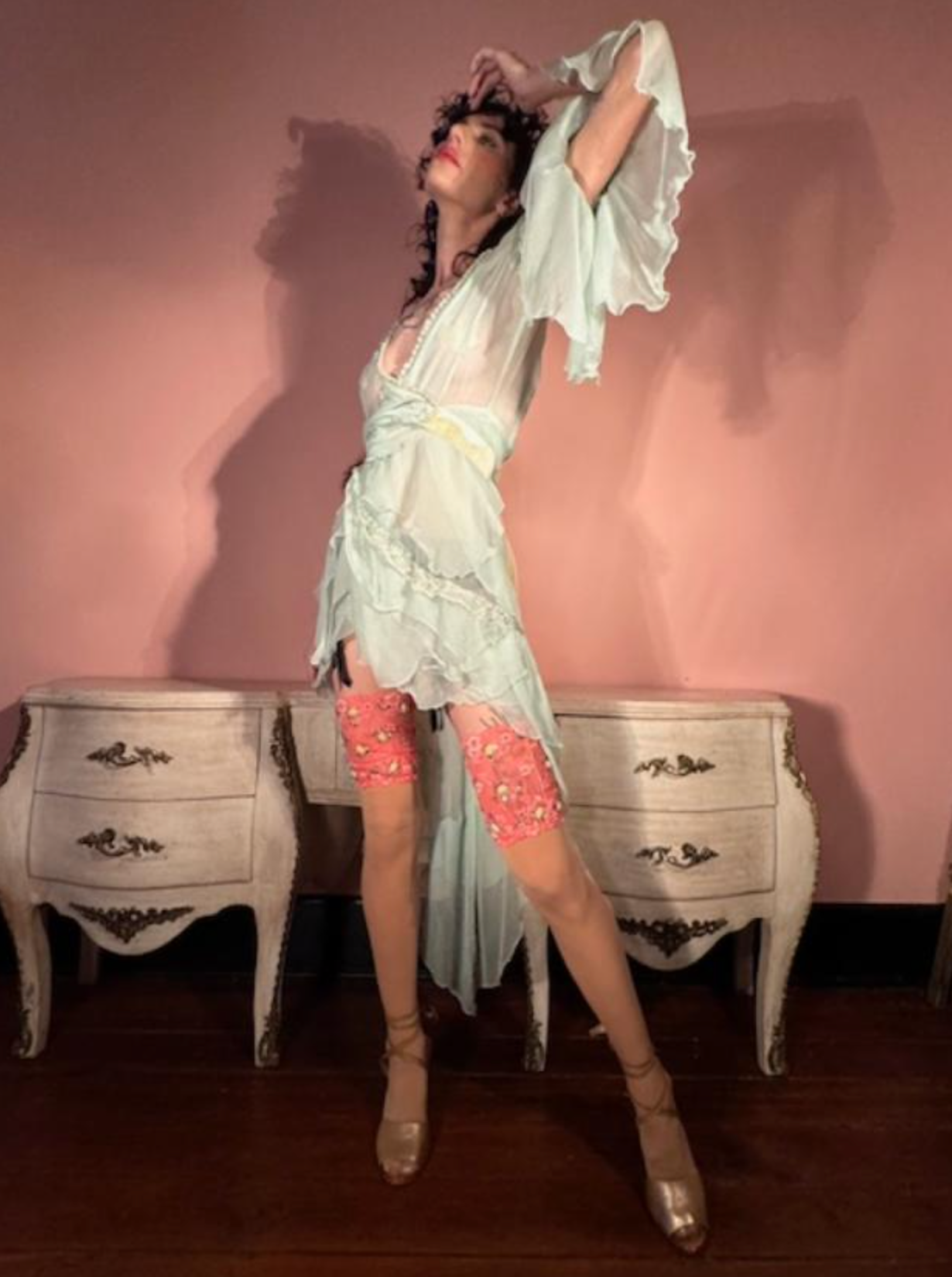 New Boudoir Queen "Gina_ Dress High Low Silk Chiffon One of a kind