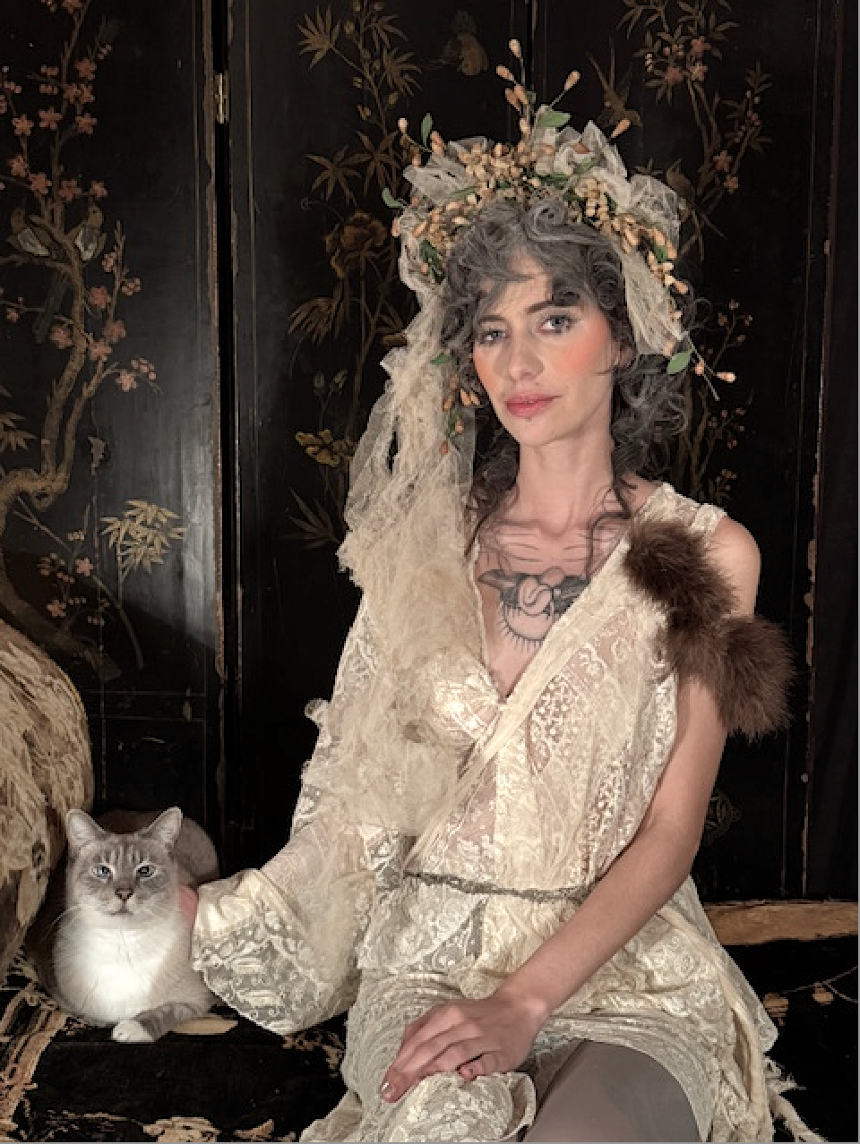 The Broken Bride Head Miss Havisham Veil as is from a 125 year old  includes photo