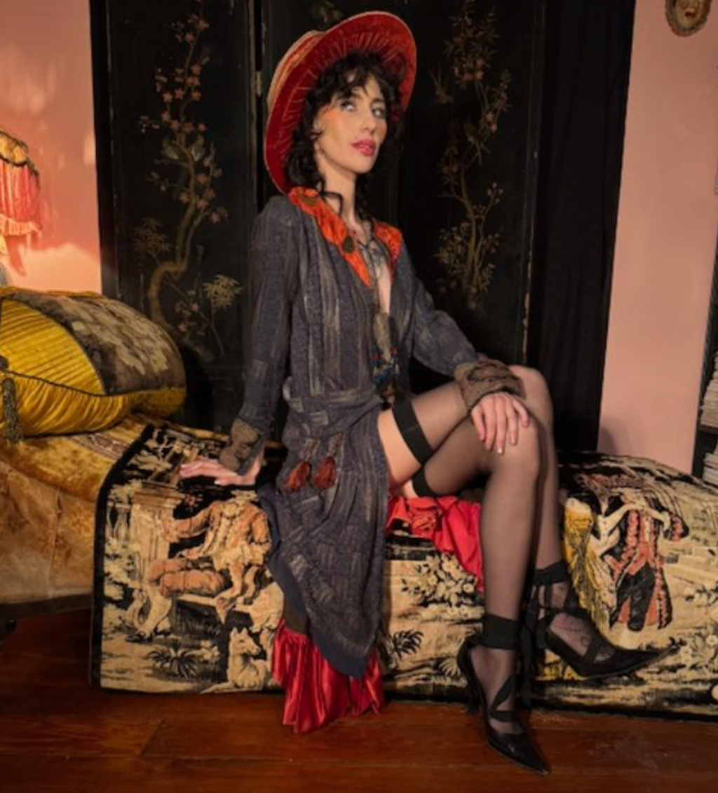 Anita Pallenberg Style Art Deco Wood Grain Lame' Coat jacket Fabulous Boudoir Queen