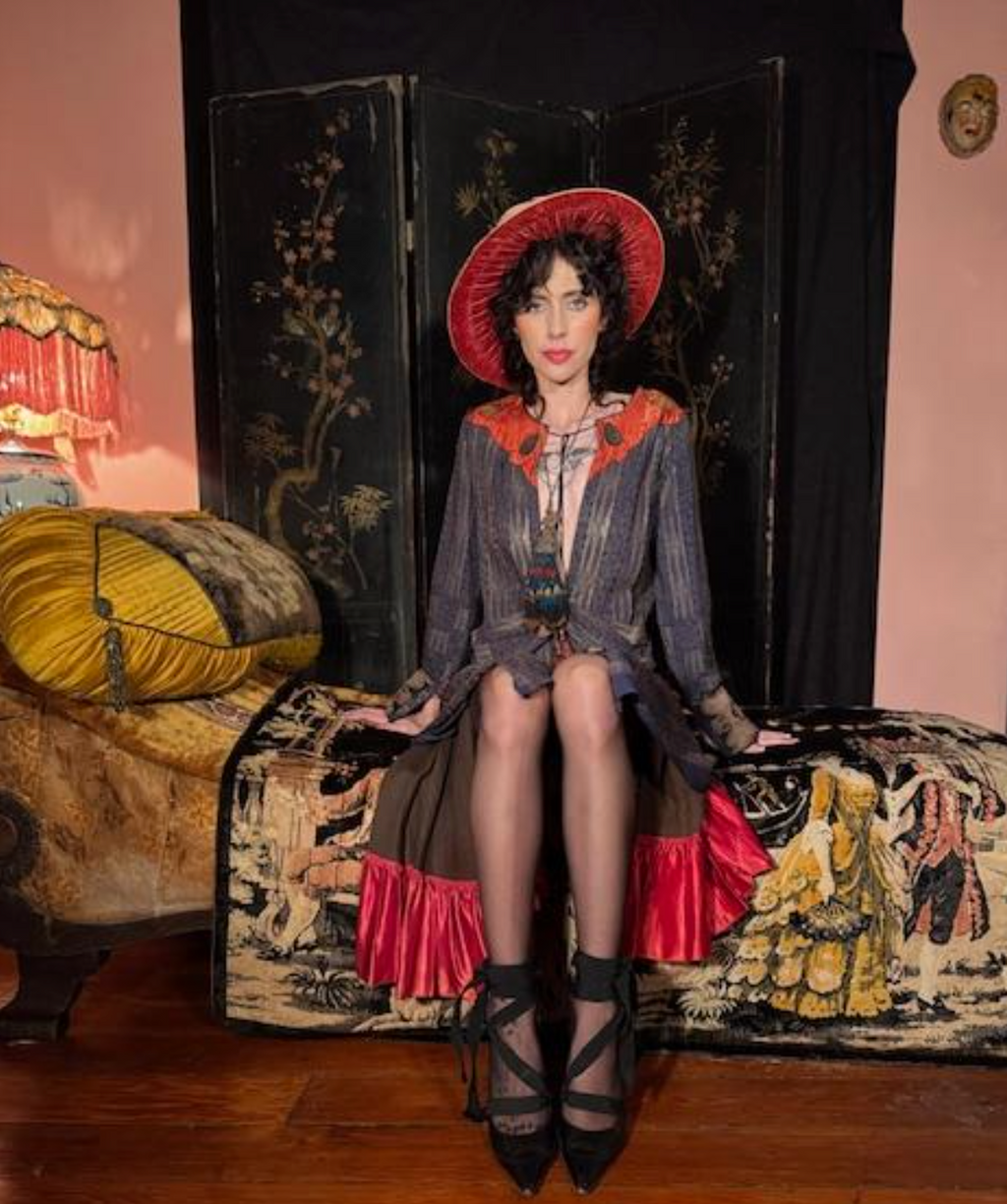 Anita Pallenberg Style Art Deco Wood Grain Lame' Coat jacket Fabulous Boudoir Queen