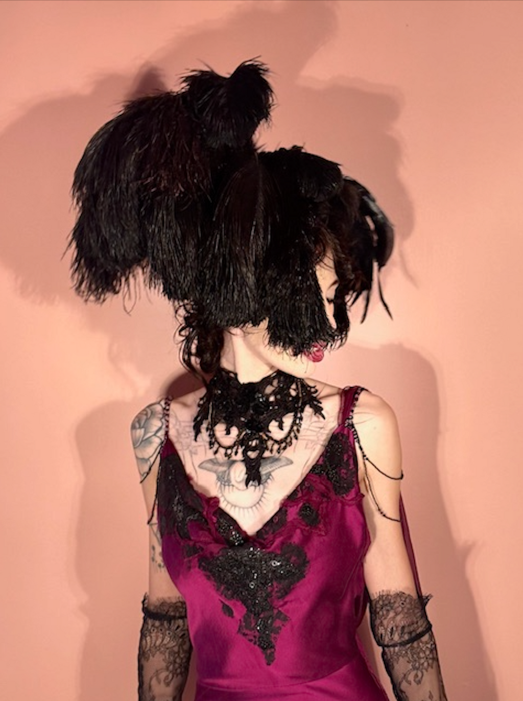 Victorian Jet Net 20's Gel sequin and Lace Choker Made for Red Carpet CMA's 2025