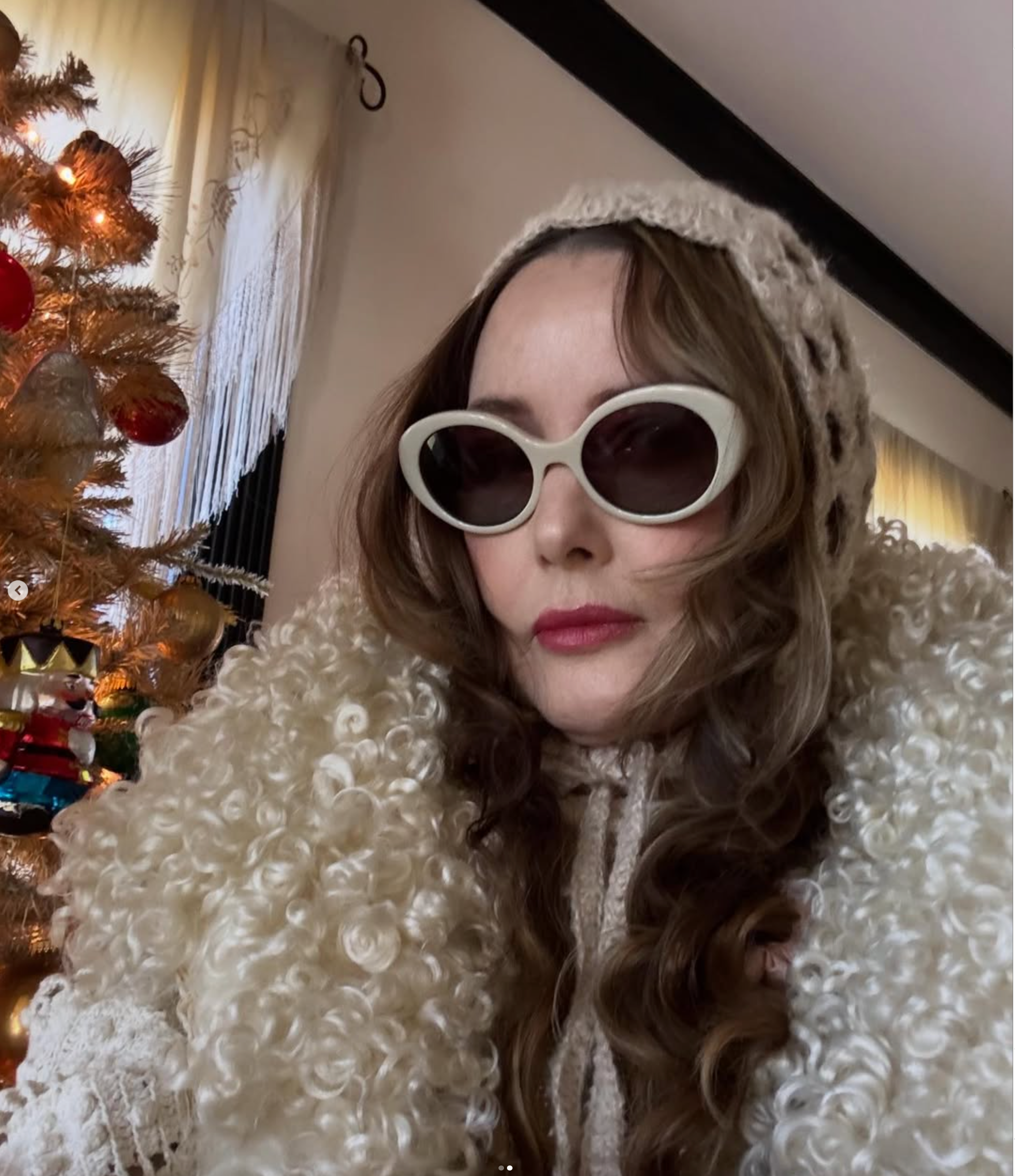 Penny Lane meets the 20's Boudoir Queen Wrap Coat Cocoon Style with Crochet 20's Curly Lamb Detail