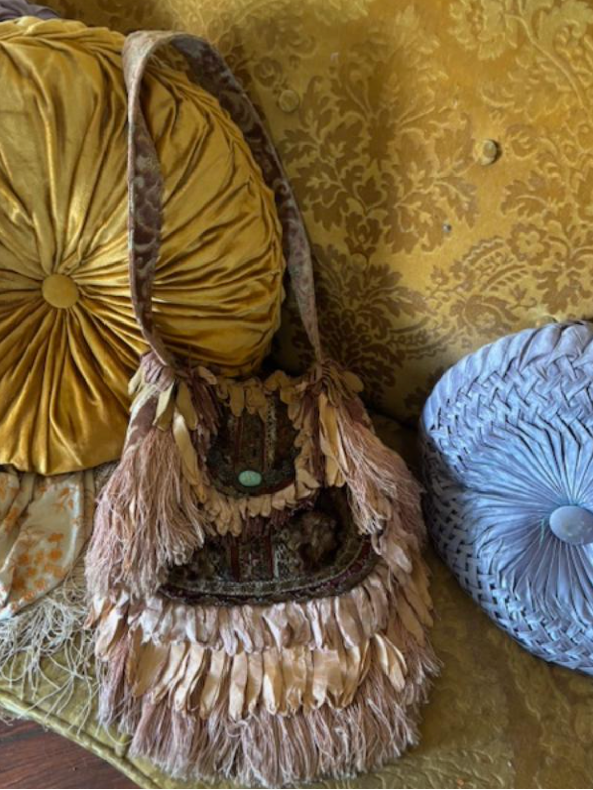 Early 2003 Magnolia Pearl Sterling Turquoise Fur Fringe purse