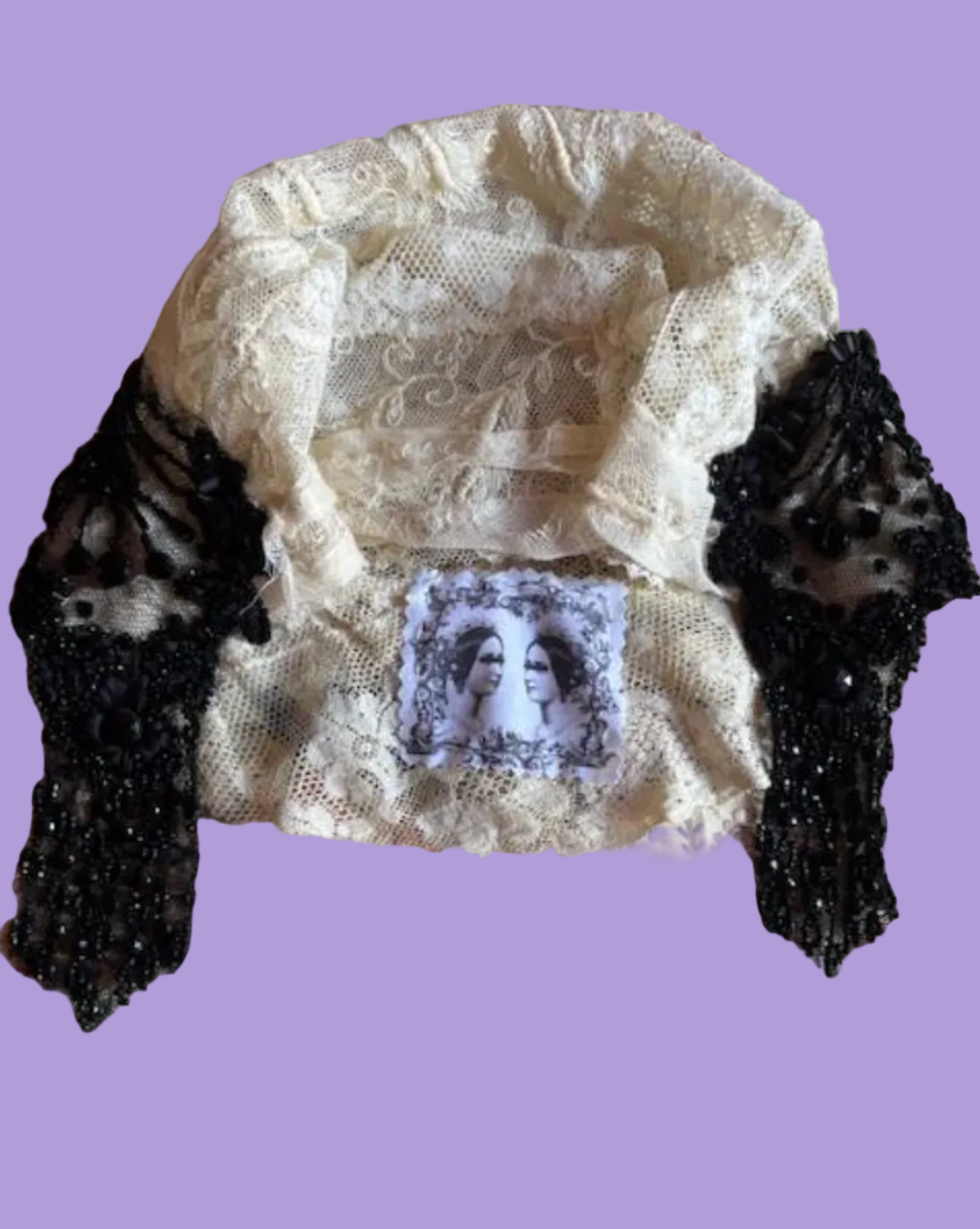 Boudoir Queen Victorian Sequin Take me to the Antique Lace and Appliqué hat Heather Hat