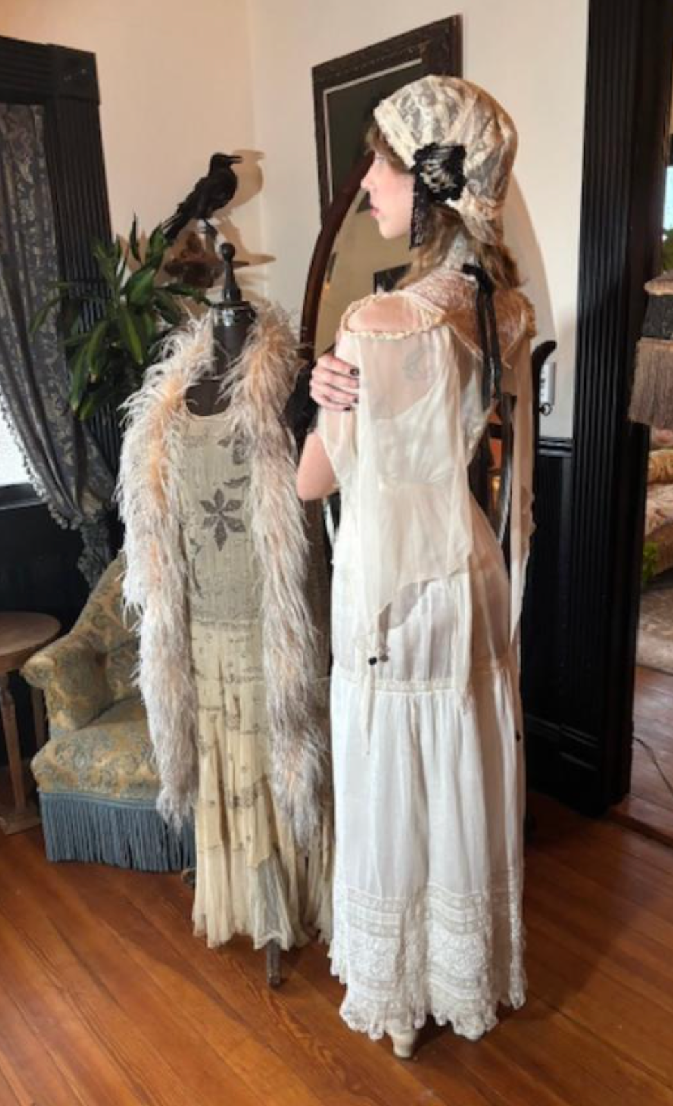 Boudoir Queen Victorian Sequin Take me to the Antique Lace and Appliqué hat Heather Hat