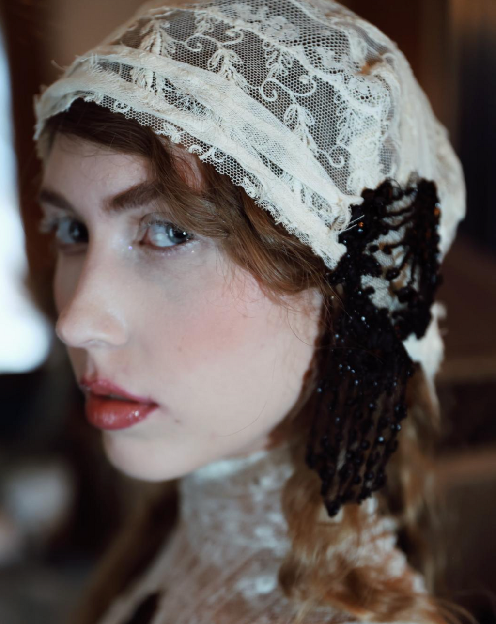 Boudoir Queen Victorian Sequin Take me to the Antique Lace and Appliqué hat Heather Hat