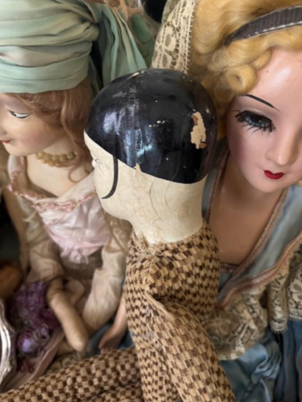1920's Boudoir Doll Pierrot Lobby Doll original as found