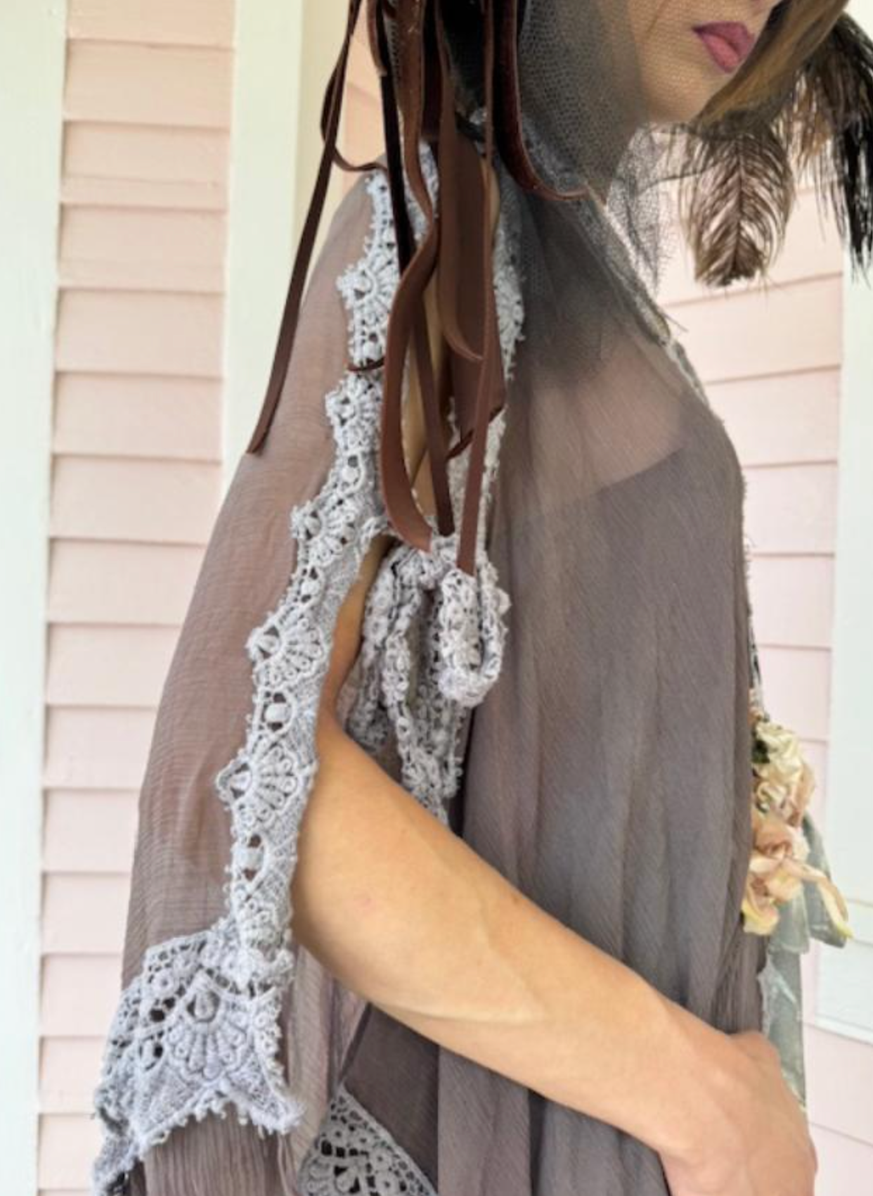 Morgiana Caftan Duster Boudoir Queen Original Open Shoulder Ties at Arm