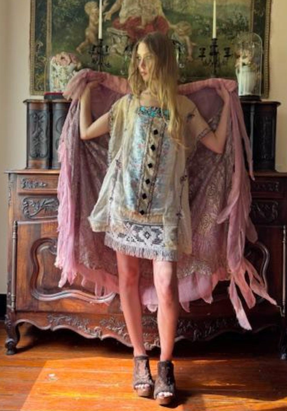 Gorgeous Edwardian Lace and Satin Tabard just stunning open sides