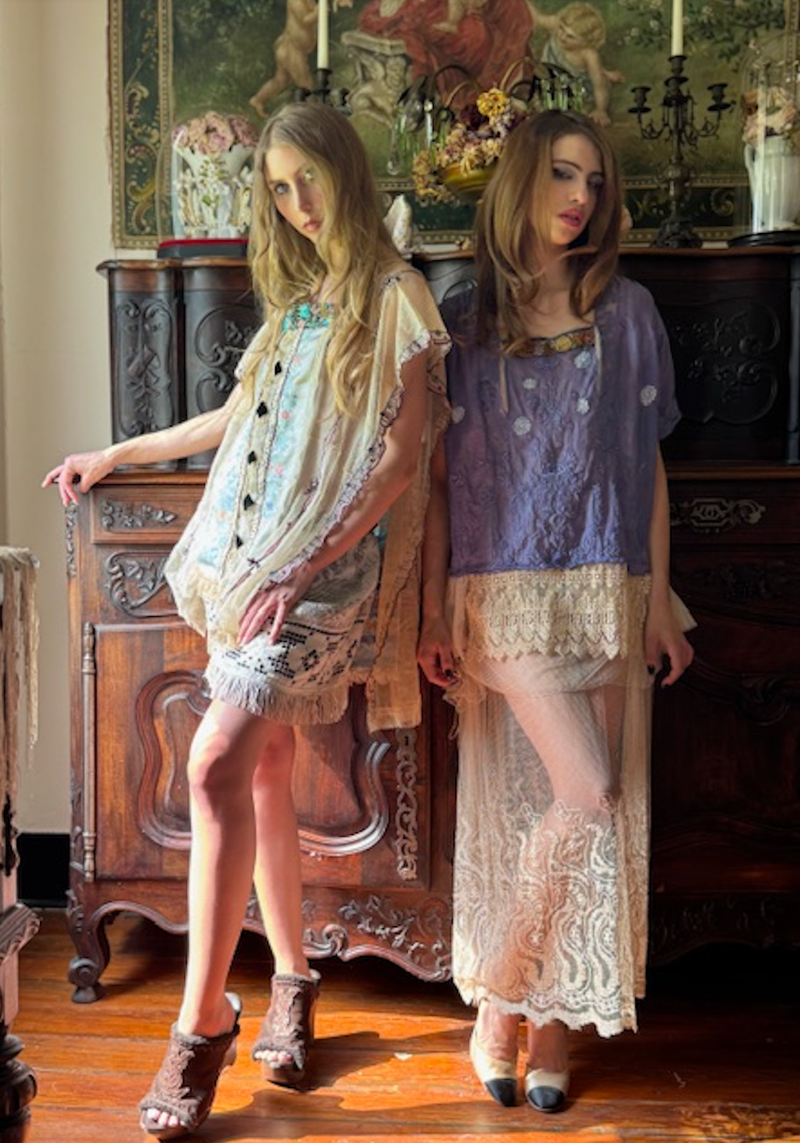 Gorgeous Edwardian Lace and Satin Tabard just stunning open sides