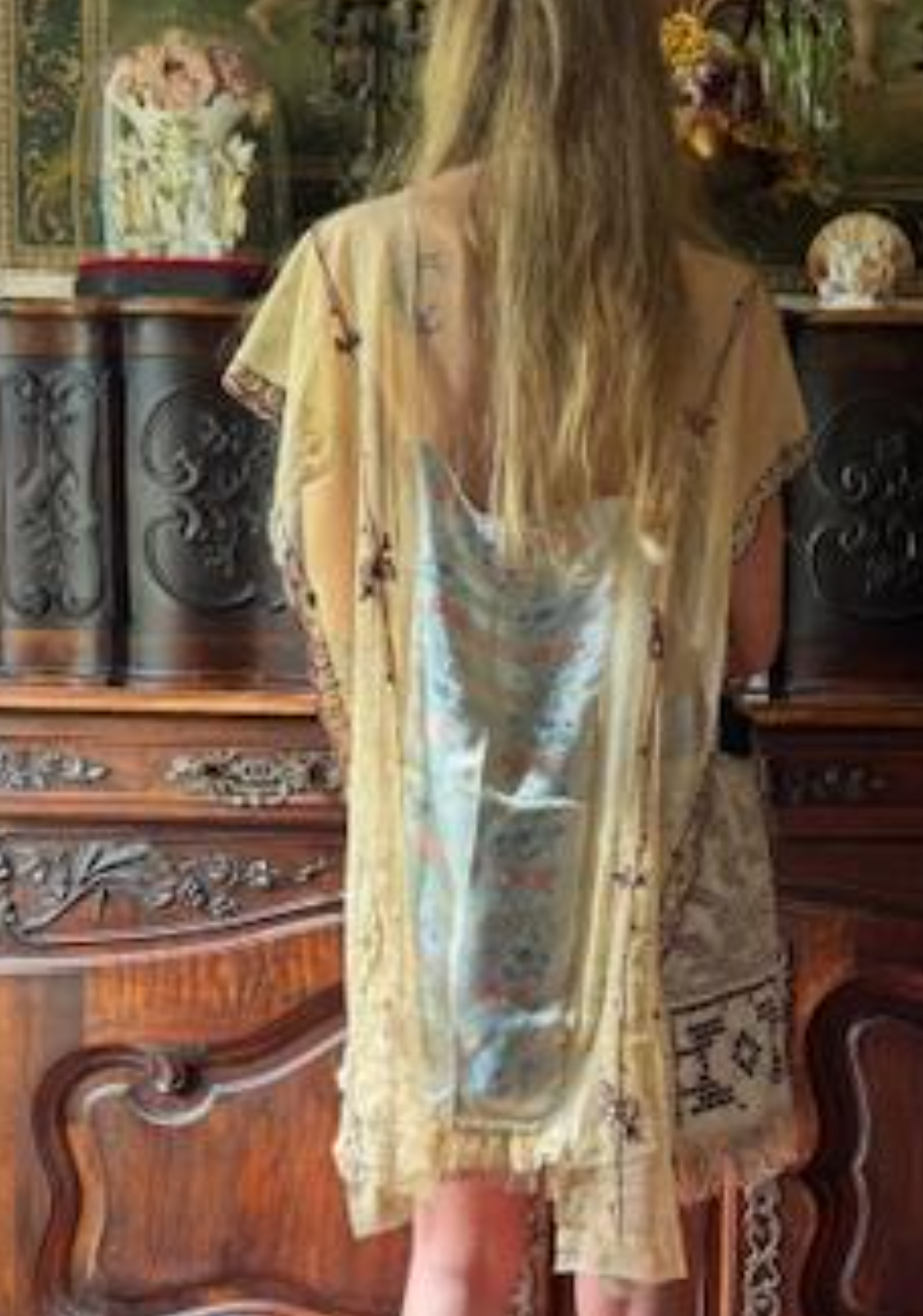 Gorgeous Edwardian Lace and Satin Tabard just stunning open sides