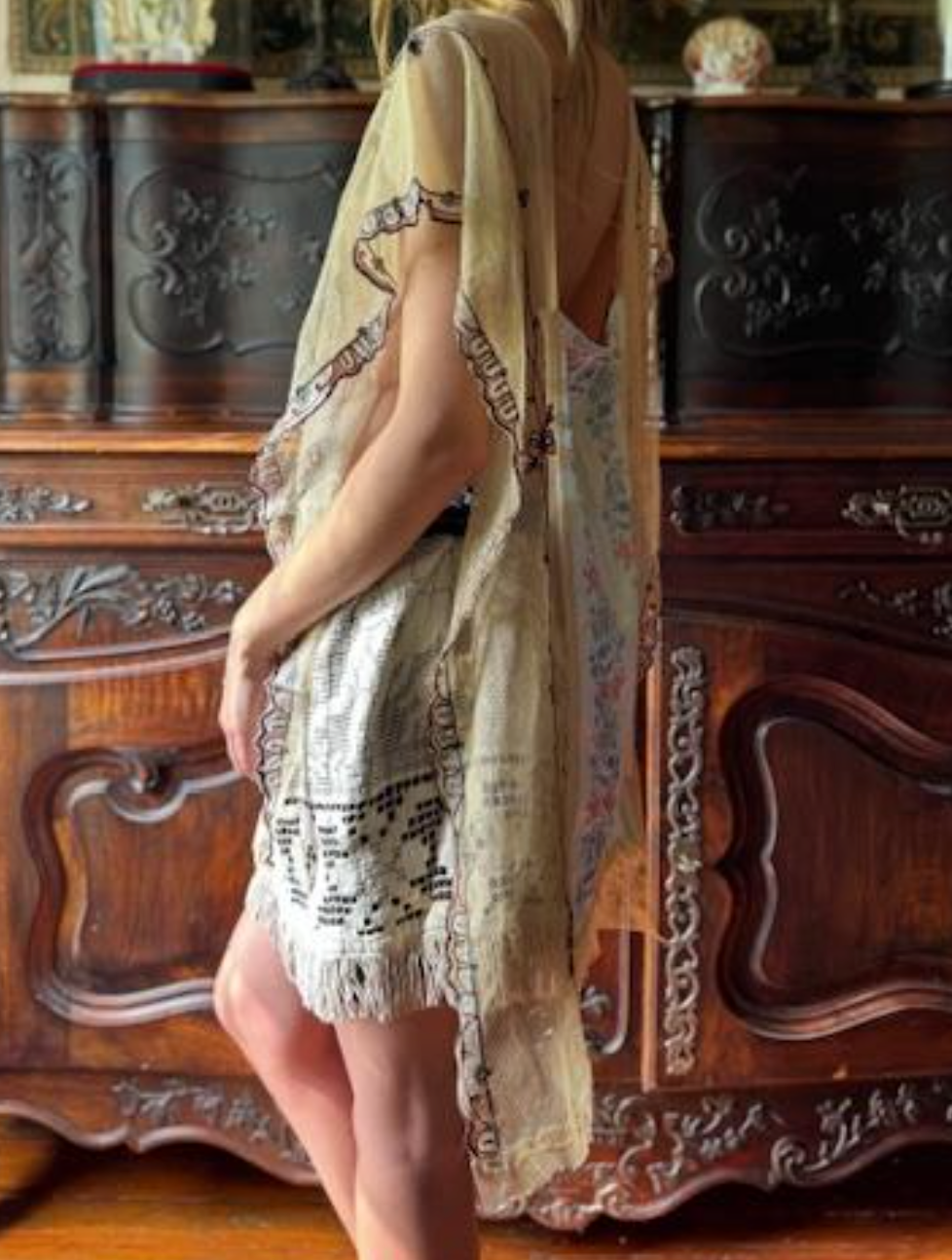 Gorgeous Edwardian Lace and Satin Tabard just stunning open sides