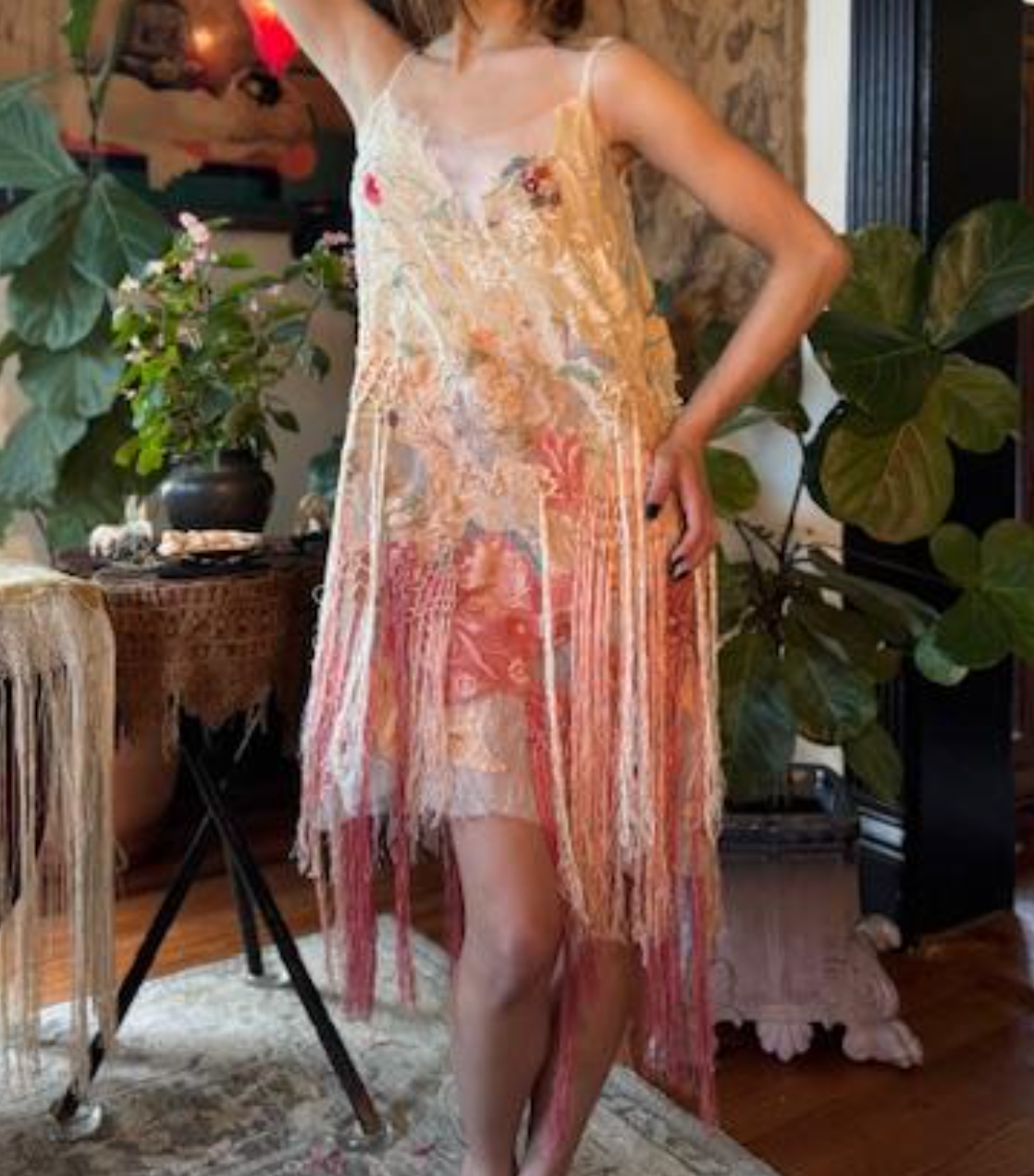 ETTA Dress On a bed of Cream Organdy Authentic 1920's fabrics a Boudoir Queen Original