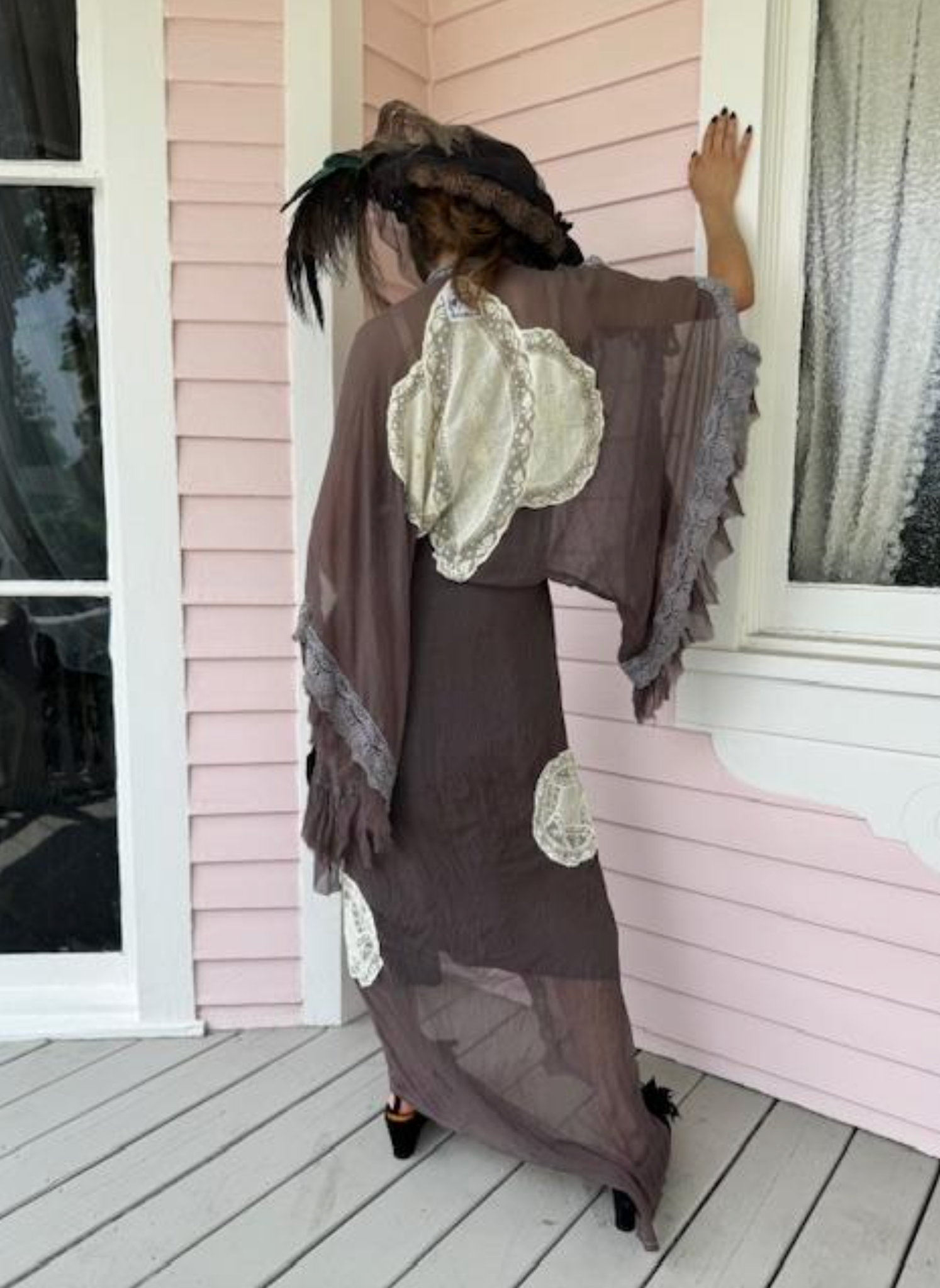 Morgiana Caftan Duster Boudoir Queen Original Open Shoulder Ties at Arm