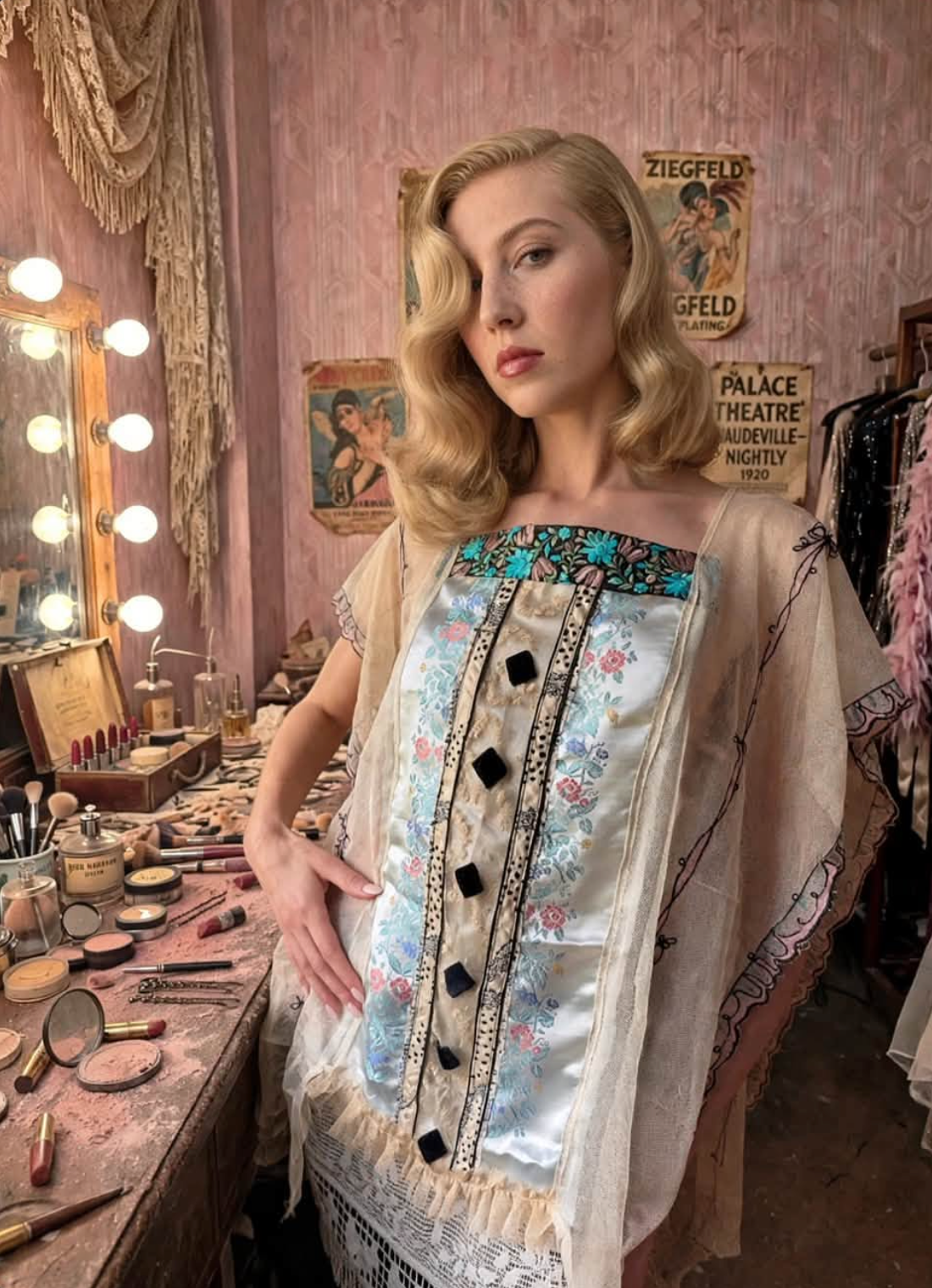Flash Sale Gorgeous Edwardian Lace and Satin Tabard Boudoir Queen