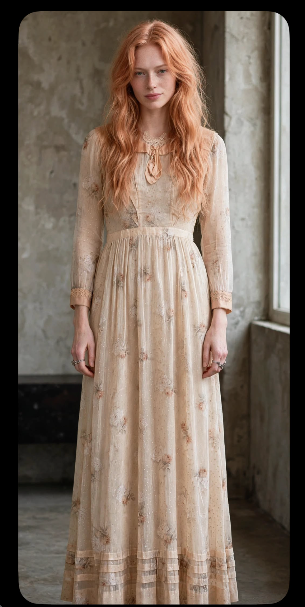 Floral Edwardian Afternoon Lingerie Dress 1910-1914