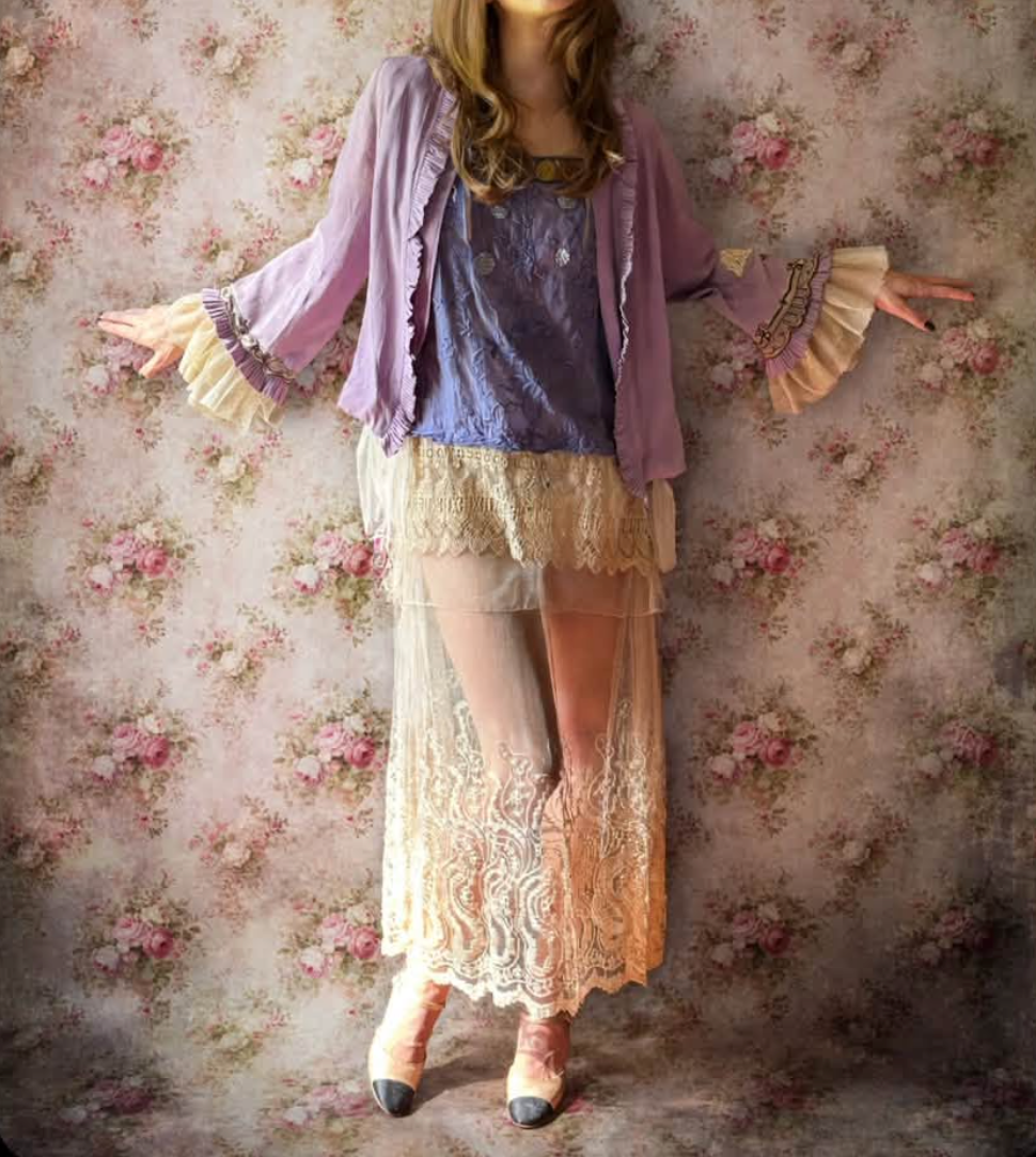 Boudoir Queen original Bed jacket with Edwardian embellishments