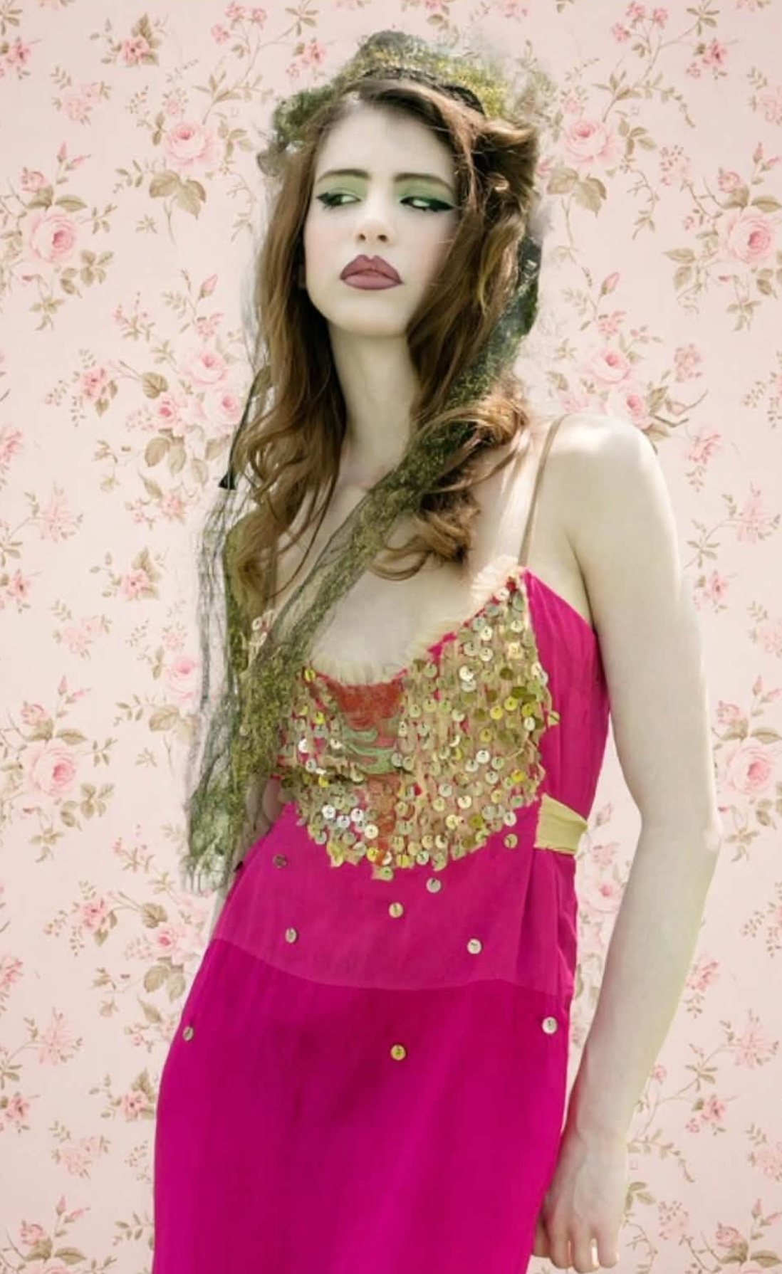 Carmen Paillette Dress Slip dress 1920's embellished with Metal Bronze colored 1930's hand sewn Paillettes