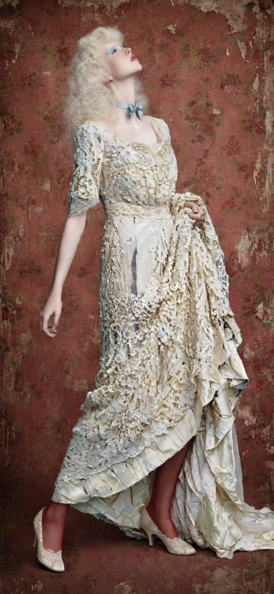 Historical History added Broken Bride Bride Belgian Tape Lace Evening Gown labeled "Kate Ker Lane, Victoria House, 1 Kensington High St. W"