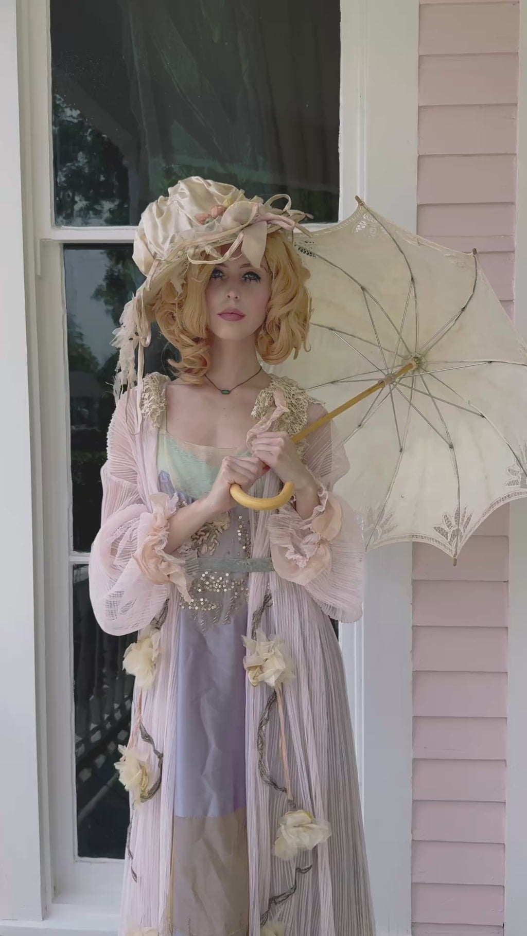 Rare 1920's Pale Pink Bonnet so Galliano!